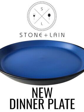 NEW Stone Lain Albie Round Dinner Plate Dinnerware Blue Black Replacement Plates